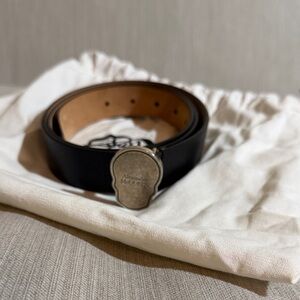 Alexander McQueen Black Belt with Silver Buckle
